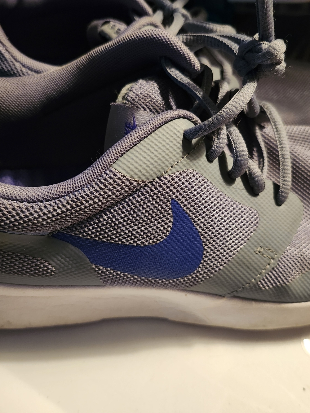 Nike Gray-Lavender Mesh Sneakers with Blue Swoosh